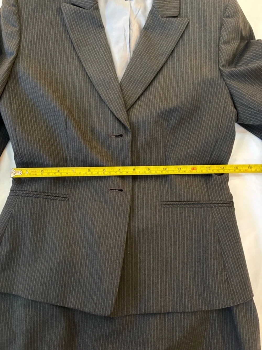 Tahari Classic Women's Charcoal Pinstripe Blazer & Skirt Set - Picture 4 of 15